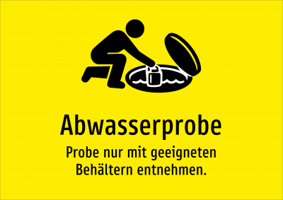 Abwasserprobe - Probe nur mit geeigneten Behältern entnehmen.