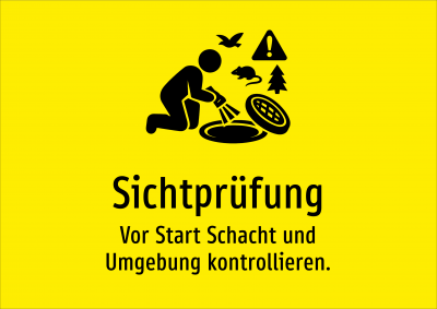 Sichtprüfung - Vor Start Schacht und Umgebung kontrollieren.