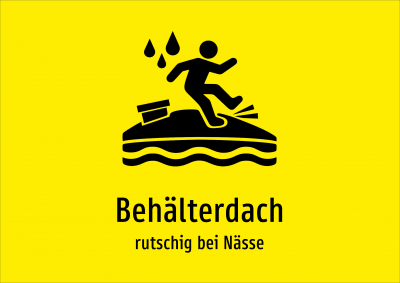 Behälterdach - rutschig bei Nässe