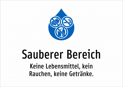 Sauberer Bereich - Keine Lebensmittel, kein Rauchen, keine Getränke.