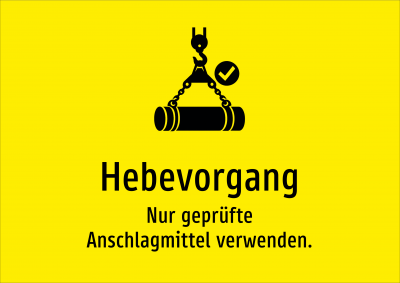 Hebevorgang - Nur geprüfte Anschlagmittel verwenden.