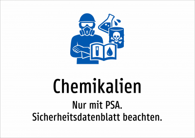 Chemikalien - Nur mit PSA. Sicherheitsdatenblatt beachten.