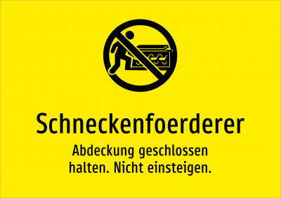 Schneckenfoerderer - Abdeckung geschlossen halten. Nicht einsteigen.