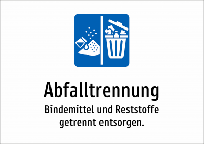 Abfalltrennung - Bindemittel und Reststoffe getrennt entsorgen.