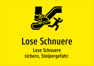 Lose Schnuere - Lose Schnuere sichern, Stolpergefahr.