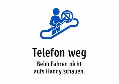 Telefon weg - Beim Fahren nicht aufs Handy schauen.