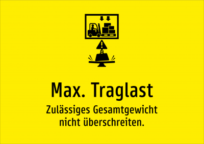 Max. Traglast - Zulässiges Gesamtgewicht nicht überschreiten.
