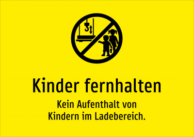 Kinder fernhalten - Kein Aufenthalt von Kindern im Ladebereich.