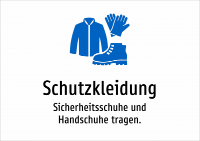 Schutzkleidung - Sicherheitsschuhe und Handschuhe tragen.