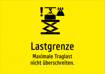 Lastgrenze - Maximale Traglast nicht überschreiten.