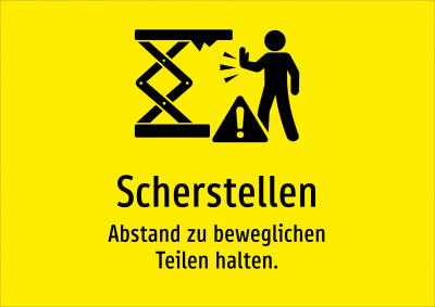 Scherstellen - Abstand zu beweglichen Teilen halten.
