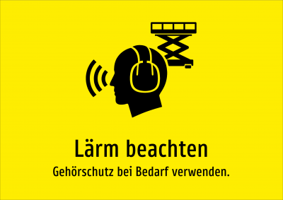 Lärm beachten - Gehörschutz bei Bedarf verwenden.