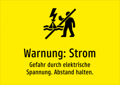 Warnung: Strom - Gefahr durch elektrische Spannung. Abstand halten.
