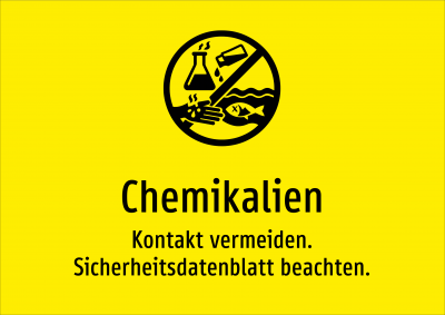 Chemikalien - Kontakt vermeiden. Sicherheitsdatenblatt beachten.