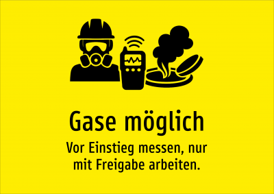 Gase möglich - Vor Einstieg messen, nur mit Freigabe arbeiten.