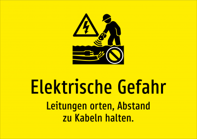 Elektrische Gefahr - Leitungen orten, Abstand zu Kabeln halten.
