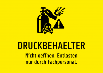 DRUCKBEHAELTER - Nicht oeffnen. Entlasten nur durch Fachpersonal.