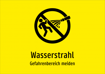 Wasserstrahl - Gefahrenbereich meiden