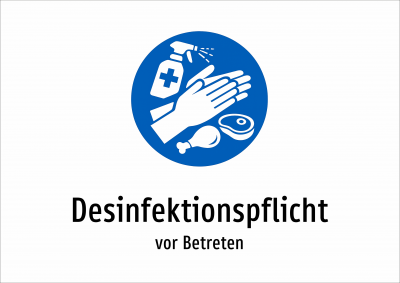 Desinfektionspflicht - vor Betreten