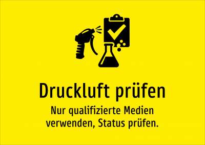 Druckluft prüfen - Nur qualifizierte Medien verwenden, Status prüfen.
