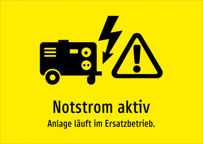 Notstrom aktiv - Anlage läuft im Ersatzbetrieb.