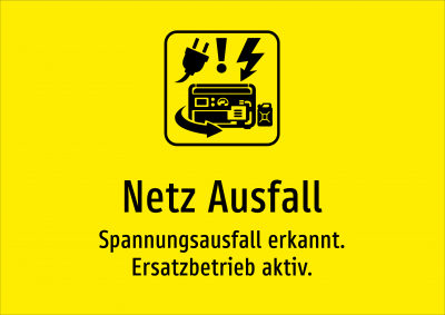 Netz Ausfall - Spannungsausfall erkannt. Ersatzbetrieb aktiv.