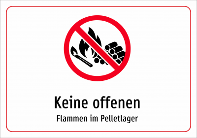 Keine offenen - Flammen im Pelletlager