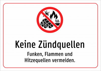 Keine Zündquellen - Funken, Flammen und Hitzequellen vermeiden.