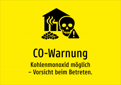 CO-Warnung - Kohlenmonoxid möglich – Vorsicht beim Betreten.