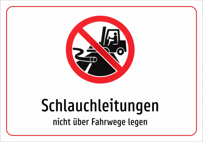 Schlauchleitungen - nicht über Fahrwege legen