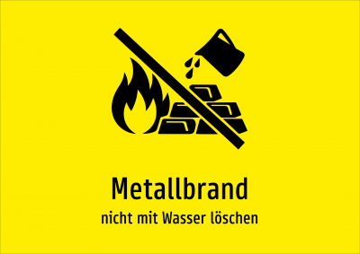 Metallbrand - nicht mit Wasser löschen