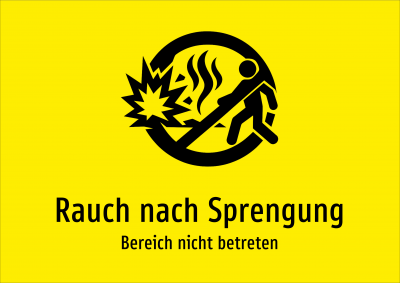 Rauch nach Sprengung - Bereich nicht betreten