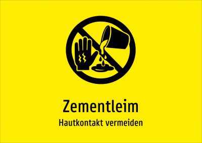 Zementleim - Hautkontakt vermeiden