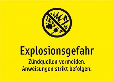 Explosionsgefahr - Zündquellen vermeiden. Anweisungen strikt befolgen.