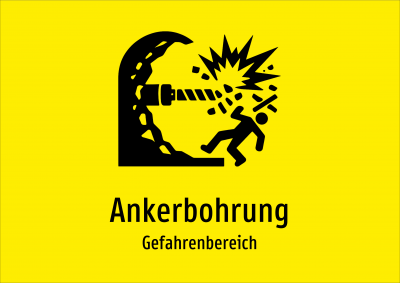 Ankerbohrung - Gefahrenbereich