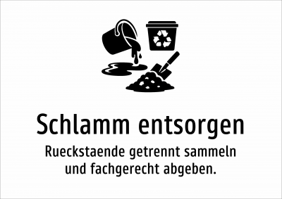Schlamm entsorgen - Rueckstaende getrennt sammeln und fachgerecht abgeben.
