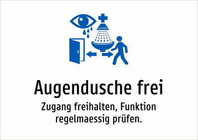 Augendusche frei - Zugang freihalten, Funktion regelmaessig prüfen.