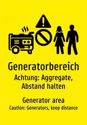 Generatorbereich - Achtung: Aggregate, Abstand halten