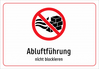Abluftführung - nicht blockieren