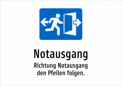 Notausgang - Richtung Notausgang den Pfeilen folgen.