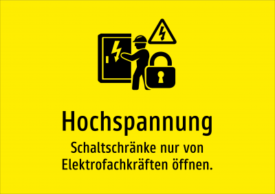 Hochspannung - Schaltschränke nur von Elektrofachkräften öffnen.