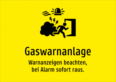 Gaswarnanlage - Warnanzeigen beachten, bei Alarm sofort raus.