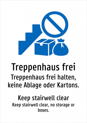 Treppenhaus frei - Treppenhaus frei halten, keine Ablage oder Kartons.