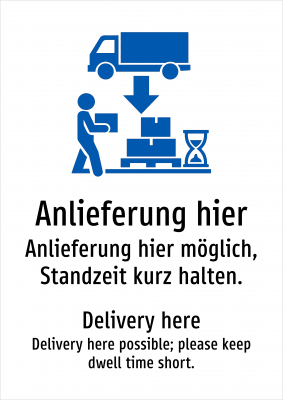 Anlieferung hier - Anlieferung hier möglich, Standzeit kurz halten.
