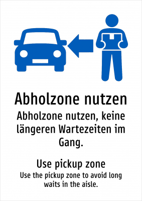 Abholzone nutzen - Abholzone nutzen, keine längeren Wartezeiten im Gang.