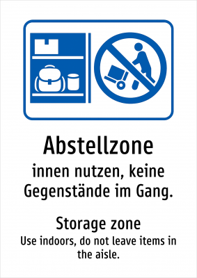 Abstellzone - innen nutzen, keine Gegenstände im Gang.