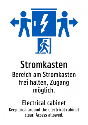 Stromkasten - Bereich am Stromkasten frei halten, Zugang möglich.