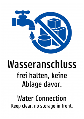 Wasseranschluss - frei halten, keine Ablage davor.