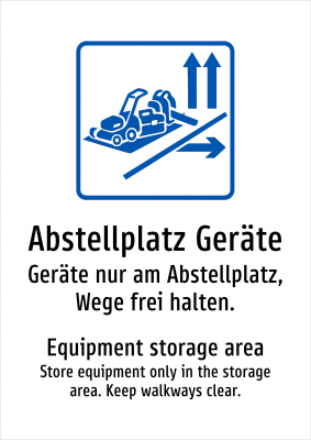 Abstellplatz Geräte - Geräte nur am Abstellplatz, Wege frei halten.