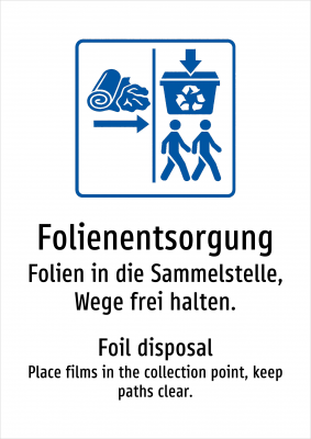 Folienentsorgung - Folien in die Sammelstelle, Wege frei halten.